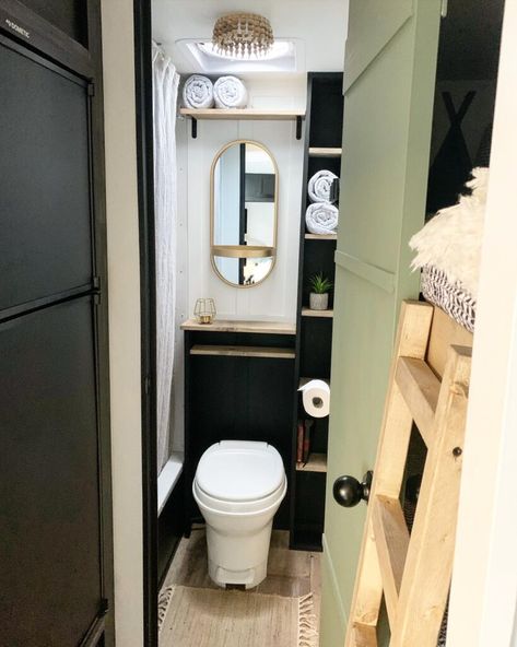 30+ RV Bathroom Organization Ideas and Storage Hacks | RV Inspiration Storage For Small Bathroom, Bathroom Storage Ideas For Small Spaces, Storage Ideas For Small Bathrooms, Camper Storage Ideas Travel Trailers, Vintage Trailer Remodel, Bathroom Organization Ideas, Rv Inspiration, Camper Bathroom, Bathroom Storage Ideas