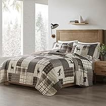 Black And Grey Bedding, California King Quilts, Oversized Quilt, King Quilt Sets, Bedding Sets Grey, Cabin Lodge, Bedding Stores, King Quilt, Quilt Set