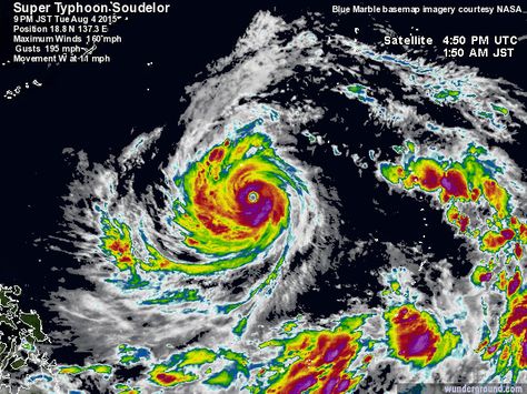 Soudelor: Storm-Centered Satellite Image | Weather Underground Meteorologist Aesthetic, Meteorology Aesthetic, Themed Quilts, Weather Satellite, Weather Map, Weather Underground, Satellite Image, Weather Channel, Weather Report