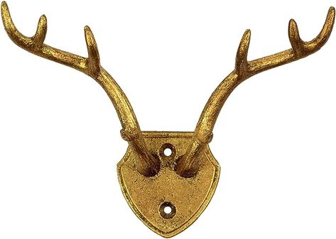 Amazon.com: Hline Living Cast Iron Hooks Deer Antler Wall Mounted Hook, Heavy Duty Vintage Metal Wall Hooks, Rustic Decor Antique Hanging Hook for Coat, Key, Bag, Towel, Scarf in Entryway, Bedroom, Bathroom, Gold : Home & Kitchen Metal Wall Hooks, Gold Deer, Antler Wall, Cast Iron Hooks, Iron Hook, Animal Crackers, Decorative Hooks, Vintage Iron, Deer Antlers