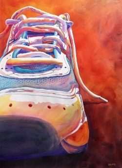 Close ups-drawing and painting Shoes Watercolor, Paintings Of Shoes, Painting Of Shoes, Shoes Painting, Shoe Painting, Close Up Art, High School Art Lessons, High School Art Projects, School Painting