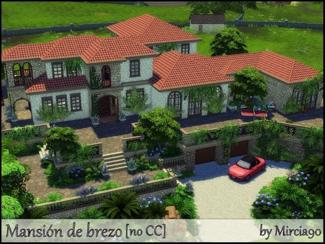 Sims 4 Tartosa Mansion, Hacienda Sims 4, Sims 4 Cc Italian Furniture, Italian Mansion, Mountain Mansion, Oasis Springs, Old Money House, Spanish Villa, Sims 4 House Design