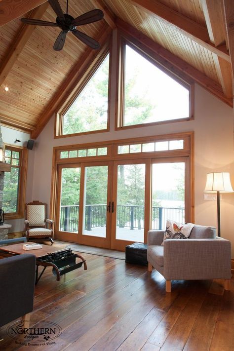 Bedroom Natural Light, Wood Ceiling Bedroom, Vaulted Wood Ceiling, Vaulted Ceiling Living Room, Eclectic Living, Wood Ceiling, Cabin Interiors, Eclectic Living Room, Log Cabin Homes