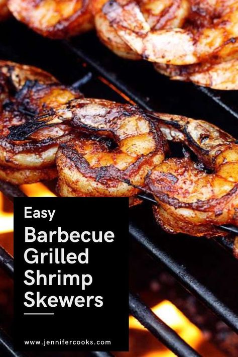 Barbecue Grilled Shrimp Skewers are the star of summer barbecues! With just a sprinkle of a simple yet bold rub, these shrimp skewers elevate the natural flavors, meshing perfectly with the smoky kiss of the grill. What’s truly fantastic about these BBQ Grilled Shrimp is their lightning-fast prep and grilling time. It's the kind of main dish that comes together effortlessly, leaving everyone time to kick back and relax. #outdoorgrilling #grilling #recipe Bbq Grilled Shrimp, Grill Favorites, Kebabs Recipes, Easy Grilled Shrimp Recipes, Barbecue Shrimp, Chicken Kebab Recipe, Grilled Shrimp Skewers, Fish Recipes Baked, Baked Meat Recipes