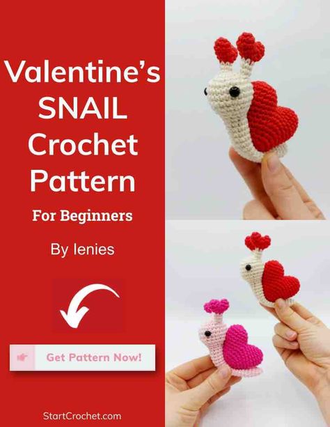 Valentine's Snail Crochet Pattern Etsy Crochet Valentine Stuffed Animals, Heart Snail Crochet Pattern, Easy Valentines Crochet Patterns, Valentine Free Crochet Pattern, Quick Crochet Valentine Gifts, Free Valentine’s Day Crochet Patterns, Crochet Valentines Plush, Valentines Free Crochet Patterns, Free Crochet Valentine's Day Patterns