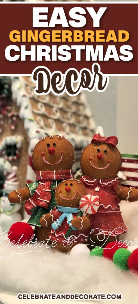 Gingerbread Theme Table Decorations, Diy Gingerbread Men Decorations, Gingerbread Pattern Templates, Diy Gingerbread Tree Topper, Gingerbread Man Centerpiece, Gingerbread Christmas Diy Decor, Decorating With Gingerbread Theme, Diy Gingerbread Decorations Ideas, Gingerbread Mantle Decor