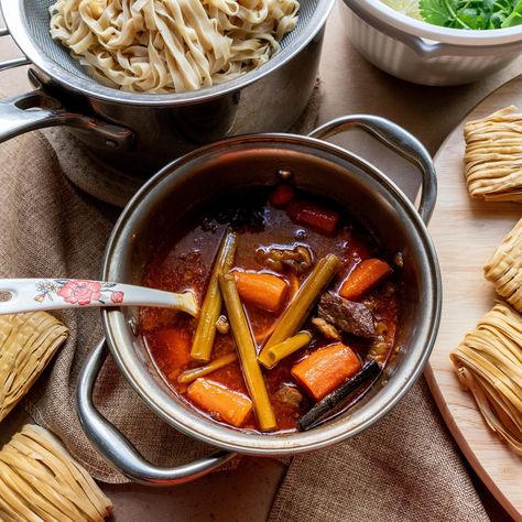 Vietnamese Beef Stew (Bò Kho) - Vicky Pham Bo Kho Recipe, Vicky Pham, Bo Kho, Vietnamese Beef Stew, Vietnamese Beef, Thick Stew, Beef Shank, Soup With Ground Beef, Beef Noodle Soup