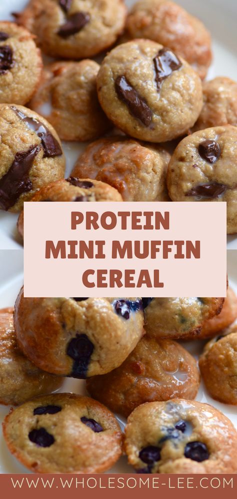 The perfect breakfast recipe or snacking high protein mini muffins. These can be made as a cereal or as a 'normal size' muffin High Energy Breakfast Ideas, High Protein Breakfast For Picky Eaters, Mini Protein Muffins, High Protein Mini Muffins, Single Serve Protein Muffin, High Protein Breakfast For Kids, Protein Mini Muffins For Kids, Protein Powder Mini Muffins, High Protein Breakfast On The Go