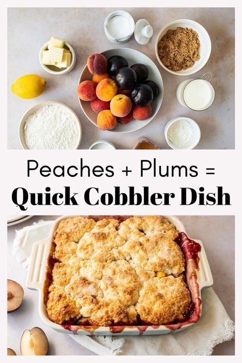 Plum Cobbler, Crisp Topping, Sour Plum, Comfort Desserts, Peach Cobbler Recipe, Cobbler Recipe, Crumble Recipe, Summer Dessert, Peach Cobbler