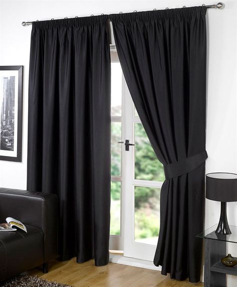 How Blackout Curtains Help You Sleep, Filter Light And Save Money Black Window Treatments, Black Blackout Curtains, Pencil Pleat Curtains, Window Treatments Curtains, Room Cooler, Pleated Drapery, Black Home Decor, Pleat Curtains, Black Window