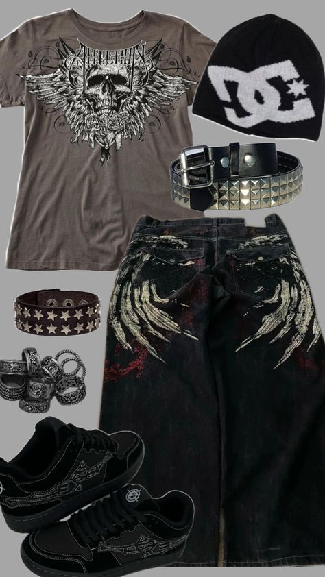 Drainer Style, Street Style Outfits Casual, Punk Style Outfits, Alt Clothes, Baggy Clothes, Funky Outfits, 2000s Fashion Outfits, Swaggy Outfits, Alternative Outfits