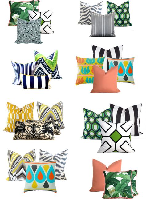 The "Rambling Renovator", Jennifer Flores added many of the SquareFox pillows to her Outdoor favourites! www.squarefoxdesigns.etsy.com Outdoor Pillow Combinations, Outdoor Pillows Ideas, Outdoor Pillows Ideas Color Schemes, Outdoor Pillows Diy, Jennifer Flores, Throw Pillow Ideas, Before And After Renovation, Palm Leaf Pillow, Pillows Diy