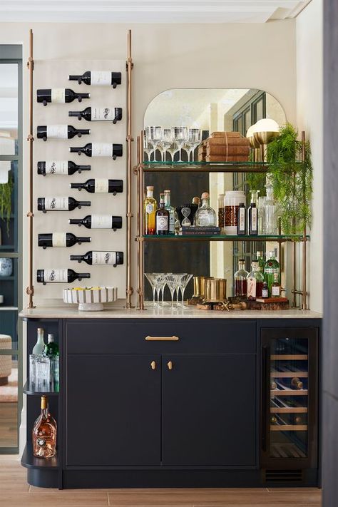 Wall Mounted Glass Cabinet, Small In Home Bar Ideas, Drinks Cabinet With Fridge, Bar Cubby Ideas, Bar Bookshelf Ideas, Unique Bar Ideas For Home, Wine Cabinets Ideas, Cabinet Turned Into Bar, Bar Cupboard Ideas