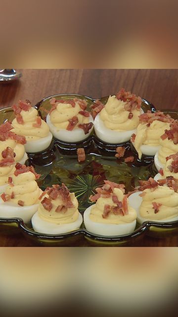 Food Network on Instagram: "Maple bacon takes @katieleebiegel's creamy deviled eggs to the NEXT LEVEL! Even @jeffmauro can't resist 🤩🥚🥓 Watch #TheKitchen, Saturdays at 11a|10c and subscribe to @discoveryplus to stream more episodes. #discoveryplus Get the recipe for "Maple Bacon Deviled Eggs" on FoodNetwork.com!" Maple Bacon Deviled Eggs, Creamy Deviled Eggs, Jeff Mauro, Bacon Deviled Eggs, Holiday Snacks, Maple Bacon, Holiday Meals, Appetizer Dips, Deviled Eggs