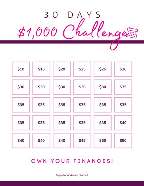 Embark on a 30-day $1000 savings challenge and watch your financial goals soar! 🚀💸 Transform daily habits into meaningful savings. Ready for the adventure? Join now! 🌟✨ #SavingsChallenge #FinancialGoals #MoneyAdventure Daily Savings | Wealth Building | Savings Journey | Financial Growth | Achieve Goals | Money Challenge | Savings Adventure | Financial Success | Smart Saving | Budgeting Mastery 1000 Money Challenge, Building Savings, 1000 Savings Challenge, Saving Money Chart, Money Chart, Saving Challenges, Shopify Marketing, Financial Growth, Saving Plan