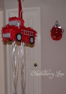 Diy Pull-string Fire Truck Pinata Fire Truck Pinata, Big Truck Birthday Party, Truck Pinata, Truck Birthday Party Ideas, Firefighter Crafts, Fireman Party, Firetruck Birthday Party, Firefighter Party, Fireman Birthday