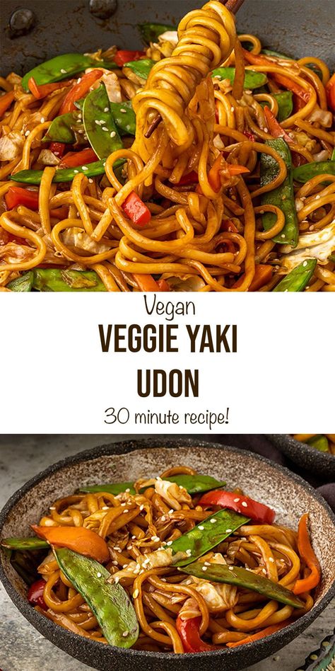 Vegetable Yaki Udon, Healthy Udon Noodle Stir Fry, Vegetable Udon Noodle Recipe, Udon Noodle Recipe Peanut Sauce, Veggie Udon Stir Fry, Udon Noodle Recipe Tofu, Yakiudon Recipe Stir Fry, Vegan Yaki Udon, Vegan Udon Recipes