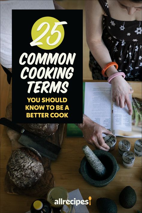 25 Common Cooking Terms You Should Know to Be a Better Cook | "If you're stumped by a recipe, or just want to expand your culinary knowledge, we've gathered up 25 common cooking terms to help you become a better cook. From charring to blanching, we breakdown the basic cooking terminology that will give you more confidence in the kitchen." #cookingtips #cookinghacks #howtocook #cookingtricks Cooking Terms, Basic Cooking, Baking Secrets, Culinary Techniques, More Confidence, Cooking For Beginners, Natural Juices, Cooking Basics, Reduce Food Waste