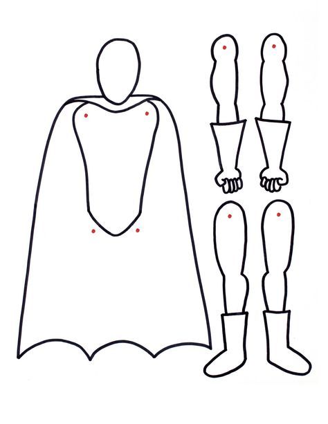 superhero printable with movable arms and legs paper doll: color and poke in brass fastener brads on the dots Superhero Template, Superhero Camp, Superhero Crafts, Superhero Classroom, Drawing Superheroes, Super Hero Theme, Summer Reading Program, Super Hero Outfits, Paper Doll Template