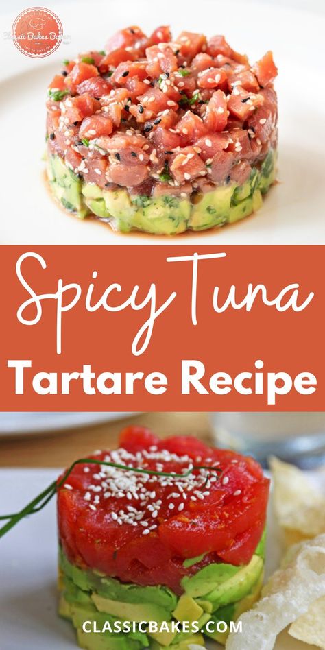 Spicy Tuna Tartare Recipe, Tuna Tartare Recipe, Tartare Recipe, Tuna Ceviche, Cooked Fish, Tuna Tartar, Tuna Tartare, Fresh Tuna, Ahi Tuna