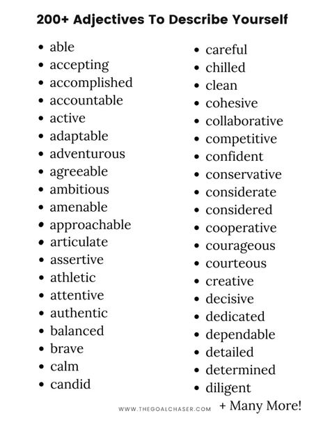 300+ Words To Describe Yourself In Any Situation Descriptive Words For Writing, Adjectives To Describe Yourself, Words To Describe People, List Of Words, Describing Words, Words To Describe Someone, Words To Describe Yourself, Depth Of Knowledge, Writers Notebook