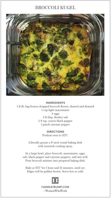 According to Ivanka Trump, this dish is ‘as good for brunch as it is for dinner.’ Broccoli Kugel, Jewish Kitchen, Good Shabbos, Hanukkah Dinner, Jewish Holiday Recipes, Hanukkah Recipes, Broccoli And Cauliflower, Dinner Vegetarian, Dinner Family