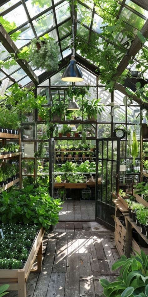 Jungle Greenhouse, Greenhouse Interior Ideas, Greenhouse Backyard, Greenhouse Inside, Sustainable Ideas, Lots Of Plants, Large Greenhouse, Outdoor Greenhouse, Greenhouse Interiors