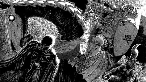 Berserk Manga, Warriors Illustration, Kentaro Miura, Manga Story, Skull Illustration, Skull Painting, Graphic Wallpaper, Character Wallpaper, Good Manga