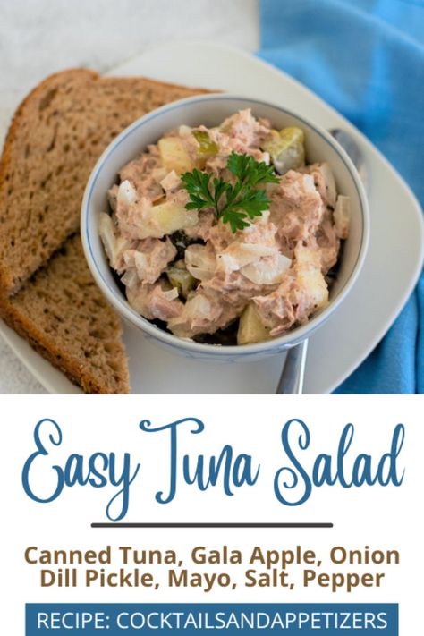 This easy tuna salad has deliciously sweet apples with sour and salty pickles for a quick and delicious side dish or appetizer. Ten minute prep for amazing homemade tuna sandwiches or a fast lunch. Tuna Salad Pita, Easy Tuna Salad Recipe, Tuna Salad Recipe Easy, Tuna Sandwiches, Easy Tuna Salad, Sweet Appetizer, Sweet Apples, Tuna Sandwich, Tuna Salad Recipe