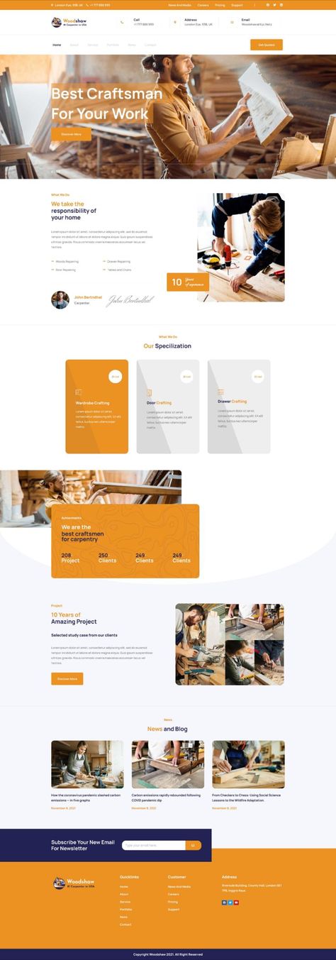 Woodsaw - Carpenter & Craftsman Elementor Template Kit, #Kit, #ADVERTISEMENT, #Template, #Elementor, #Craftsman, #Carpenter, #ad Carpentry Website Design, About Us Section Web Design, Pricing List Design, Webpage Design Layout, Carpentry Workshop, Advertisement Template, Banner Design Inspiration, Modern Website Design, Webdesign Inspiration