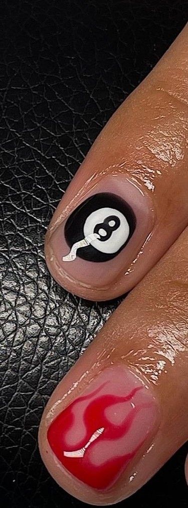 Billiards Nail Art, 8ball Nails Men, Pool Balls Nails, 8 Ball Nails Short, 8ball Nail Design, Billiard Nails, 8 Ball Nail Art, Magic 8 Ball Nails, Pool Ball Nails