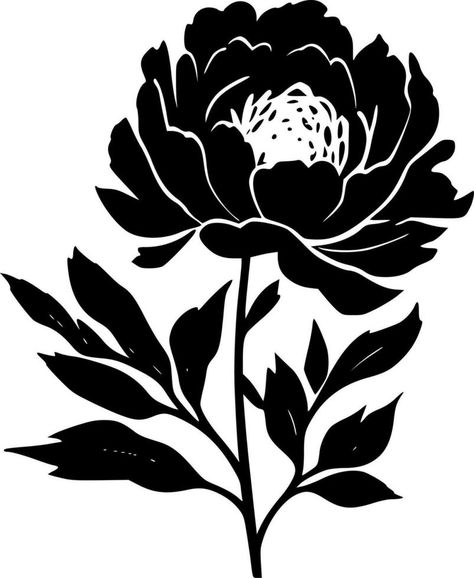 Peony - High Quality Vector Logo - Vector illustration ideal for T-shirt graphic Flower Vector Illustration, Peony Illustration, Face Line Drawing, Flower Silhouette, Face Lines, Farm Logo, Vector Flowers, Relief Print, Black N White Images