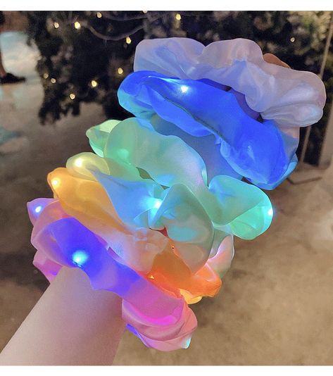 Glow In The Dark Hair, Party Hair Accessories, Glow Party, Silk Hair, Elastic Hair Ties, Hair Rings, Pisco, Elastic Hair Bands, Hair Elastics