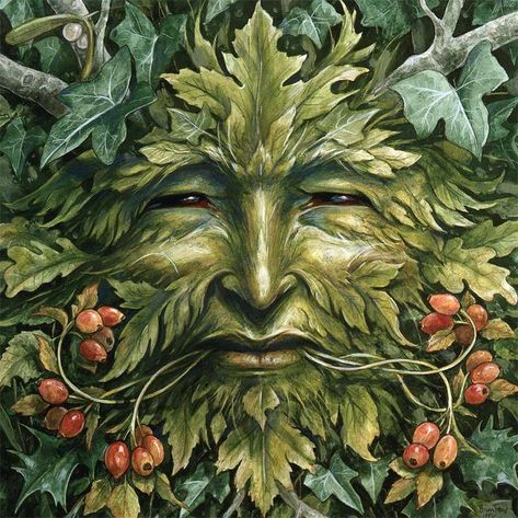 Archaeology & Art on Twitter: "The Green Man by Brian Froud.… " Green Man Tattoo, Guiseppe Arcimboldo, Holly King, The Green Man, Faery Art, Brian Froud, Church Architecture, Celtic Art, Fairy Art