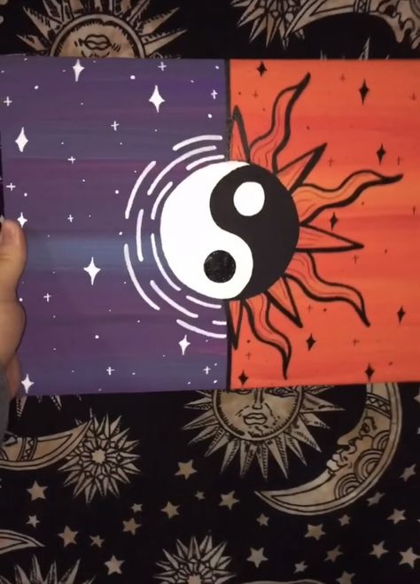 Spiritual Easy Painting, Simple Witchy Paintings, Spiritual Paintings Easy Simple, Easy Witchy Paintings For Beginners, Spiritual Paintings Easy Aesthetic, Aesthetic Easy Paintings For Beginners, Art Ideas Painting Canvases Easy, Easy Trippy Canvas Painting For Beginners, Surrealism Painting Ideas Easy