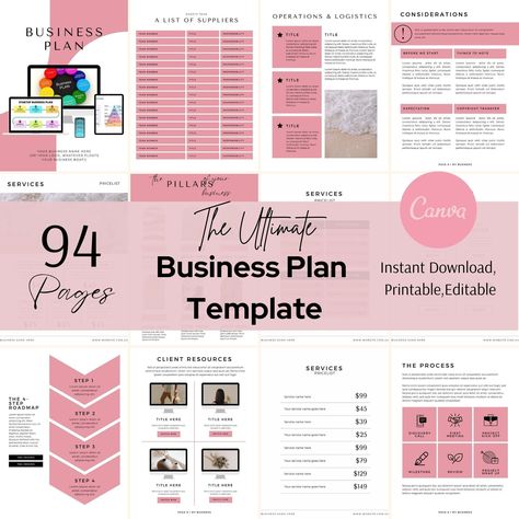 Business Plan, Business Template, Canva Template, Business Planner, Editable Business Plan, Printable Business Plan, Template, Canva plannergirl #teacherplannerprintable🌸 Business Necessities, Business Daily Planner, Business Planner Printables, Craft Business Plan, Fashion Business Plan, Small Business Plan Template, Business Plan Template Free, Business Workshop, Workbook Design