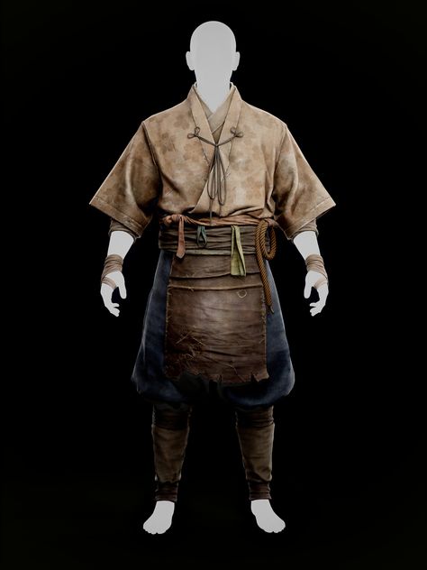 ArtStation - Japanese Clothes Medieval Japanese Clothing, Japanese Peasant Clothing, Ancient Japanese Clothing, Japan Clothes, Peasant Clothing, Medieval Japanese, Samurai Clothing, Japanese Style Clothing, Japan Samurai