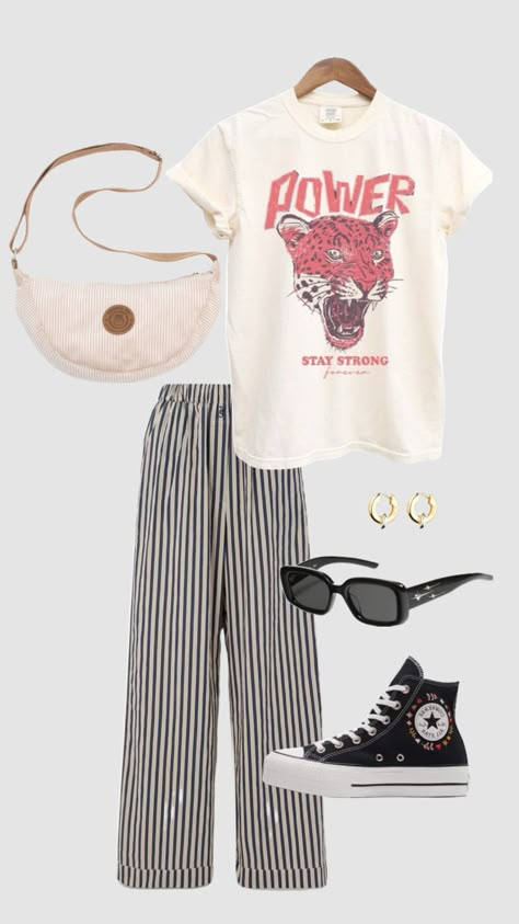 Outfit Ideas Graphic Tees, Cute Outfit Collage, Styling Graphic Tees Outfits, Graphic Tees Aesthetic, Graphic Tees Outfit, Graphic Tee Outfit, Mode Zara, Graphic Tee Outfits, Hippie Style Clothing