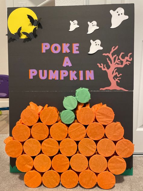 Pumpkin Punch Game, Poke A Pumpkin, Toddler Halloween Games, Halloween Party Prizes, Halloween Storytime, Punch Halloween, Pumpkin Punch, Halloween School Party, Trick Or Treat Games