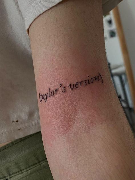 tattoo taylor swift Small Swiftie Tattoo, Taylor’s Version Tattoo, Ts Tattoos, Taylors Version Tattoo, Tswift Tattoos, Taylor Swift Handwriting, Swiftie Tattoos, Tattoo Handwriting, Swift Tattoo