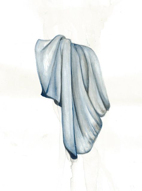 Fabric Drawing 4 (watercolour). Drapery Watercolor, Watercolor Drapery, Watercolor On Fabric, Textile Drawing, Clothing Folds, Drapery Drawing, Boat Sketch, Wind Drawing, Curtain Drawing