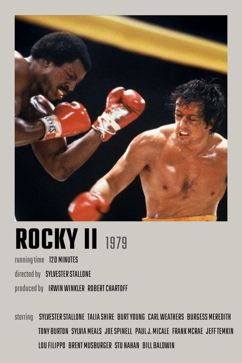 Rocky II Movie Poster Minimalistic Polaroid Poster, Rocky Film, Talia Shire, Rocky Ii, Apollo Creed, Carl Weathers, Polaroid Poster, Movie Posters Minimalist, Sylvester Stallone