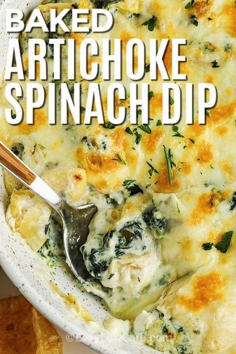 Artichoke Spinach Dip Recipe, Artichoke Spinach Dip, Spinach Cheese Dip, Spinach Artichoke Dip Easy, Baked Spinach Artichoke Dip, Hot Artichoke Dip, Hot Spinach Dip, Cream Cheese Spinach, Baked Spinach