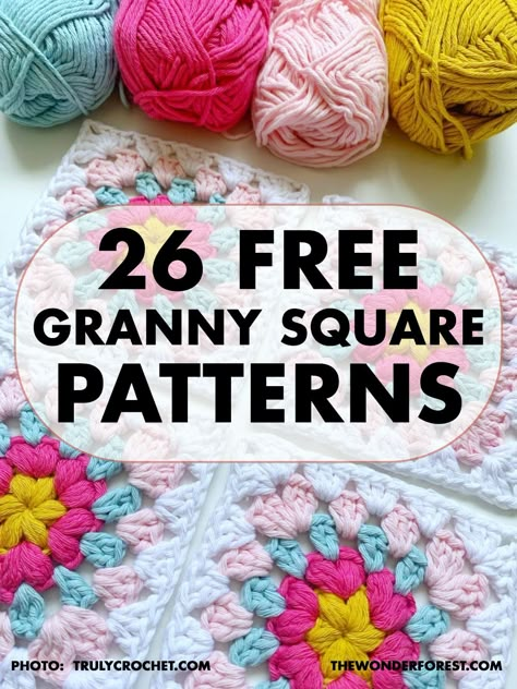 26 Free Granny Square Crochet Patterns - Wonder Forest Granny Stitch Sweater, Wonder Forest, Crochet Granny Square Pattern, Granny Square Pattern Free, Crochet Granny Stitch, Crochet Granny Square Tutorial, Easy Granny Square, Granny Square Tutorial, Granny Square Projects