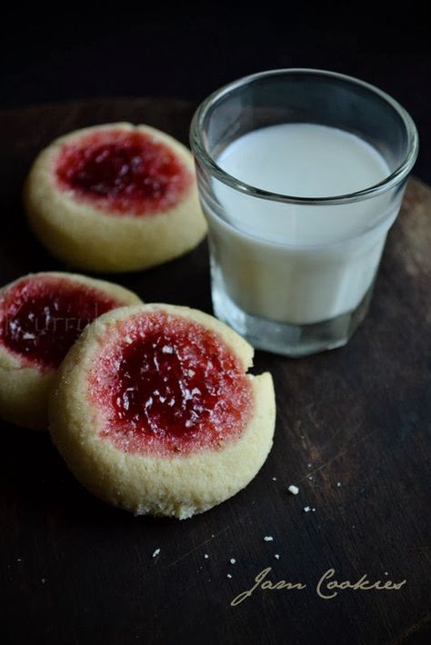 Rice flour jam cookies | Thumbprint cookies | Gluten free recipe | kurryleaves Thumbprint Cookies Gluten Free, Rice Flour Baking, Cookies Crumble, Cookies Thumbprint, Dairy Free Cookies, Cookies Gluten Free, Jam Cookies, Gluten Free Recipe, Gf Desserts