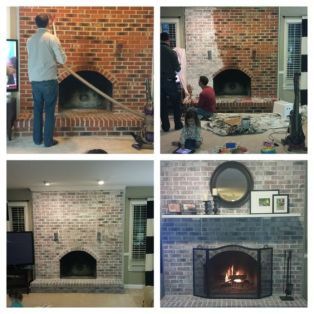 35 Gorgeous Natural Brick Fireplace Ideas (Part 2) White Wash Fireplace, Fireplace Redo, Fireplace Update, Farmhouse Vibes, Home Renovation Ideas, Brick Fireplace Makeover, White Wash Brick, Fireplace Remodel, Exterior Ideas