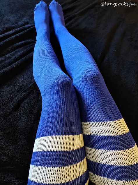 Blue American Apparel thigh high socks | longsocksfan | Flickr Blue Thigh High Socks, Thigh High Socks Aesthetic, Cute Thigh High Socks, Girls Long Socks, Striped Thigh High Socks, Heels And Socks, Girls Knee High Socks, Socks Aesthetic, Thigh Socks