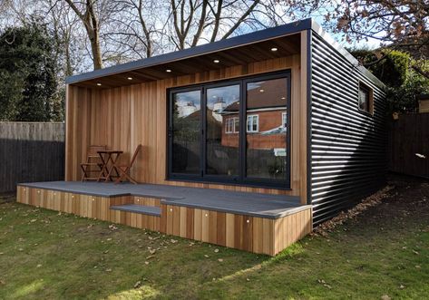 Cladding Ideas, Contemporary Garden Rooms, Garden Room Ideas, Garden Cabins, Modern Shed, Summer House Garden, House Cladding, Gym Room At Home, Backyard Studio