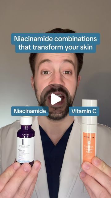 Mark Strom, MD, FAAD on Instagram: "Niacinamide combinations that will transform your skin!  Spoiler alert: niacinamide in skincare goes well with pretty much every other skincare product!  Niacinamide 🤝 Vitamin C = ⬇️ damage from pollution and ⬇️ discoloration Niacinamide 🤝 Salicylic Acid = unclogged pores and ⬇️ skin oiliness Niacinamide 🤝 Sunscreen = ⬇️UV Free radical damage and ⬆️ sun protection Niacinamide 🤝 Retinol = unclogged pores ⬇️ sun damage, and ⬇️ wrinkles Niacinamide 🤝 azelaic acid = ⬆️ skin brightening Niacinamide 🤝 peptides = ⬆️ collagen and ⬇️ wrinkles  Do you use niacinamide in your skincare?  #dermatology #skincaretips #skincarecombos" Niacinamide Combination, Niacinamide Benefits Skin Care, Niacinamide Benefits, Face Glow, Skin Regimen, Dermatological Skin Care, Beauty Finds, Azelaic Acid, Vitamins For Skin