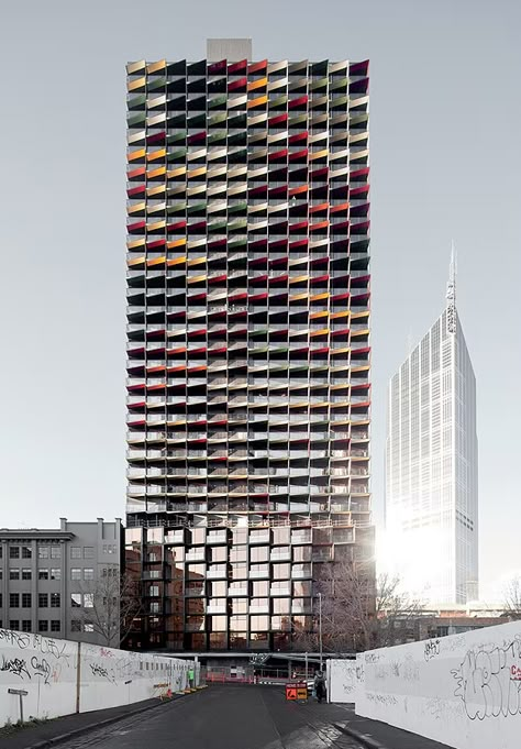 Idea 401171: A'Beckett Tower in Melbourne, Australia Melbourne Architecture, Hotel Facade, Colour Architecture, Architecture Facade, Skyscraper Architecture, Apartment Architecture, Architecture Awards, Amazing Buildings, Building Facade